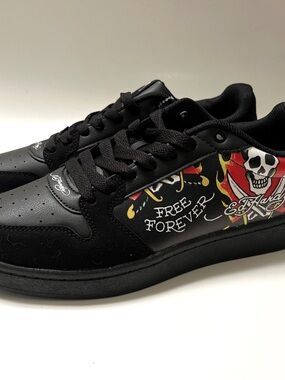 Ed Hardy Boys Black 'Free Forever' Low-Top Graphic Sneakers